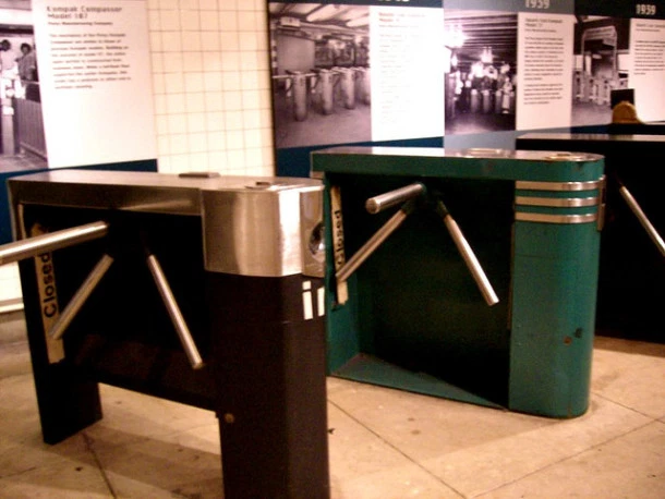 Old Turnstile with flat tops.