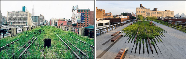 High Line, Before and After, NY City (Arch Daily)