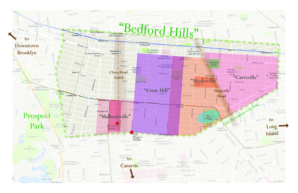 Rough map of "Bedford Hills" from 1888.