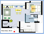 484 sf 1-bedroom