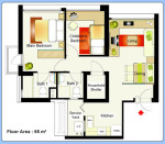 700 sf 2-bedroom model