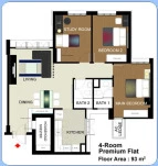 968 sf 3-bedroom model